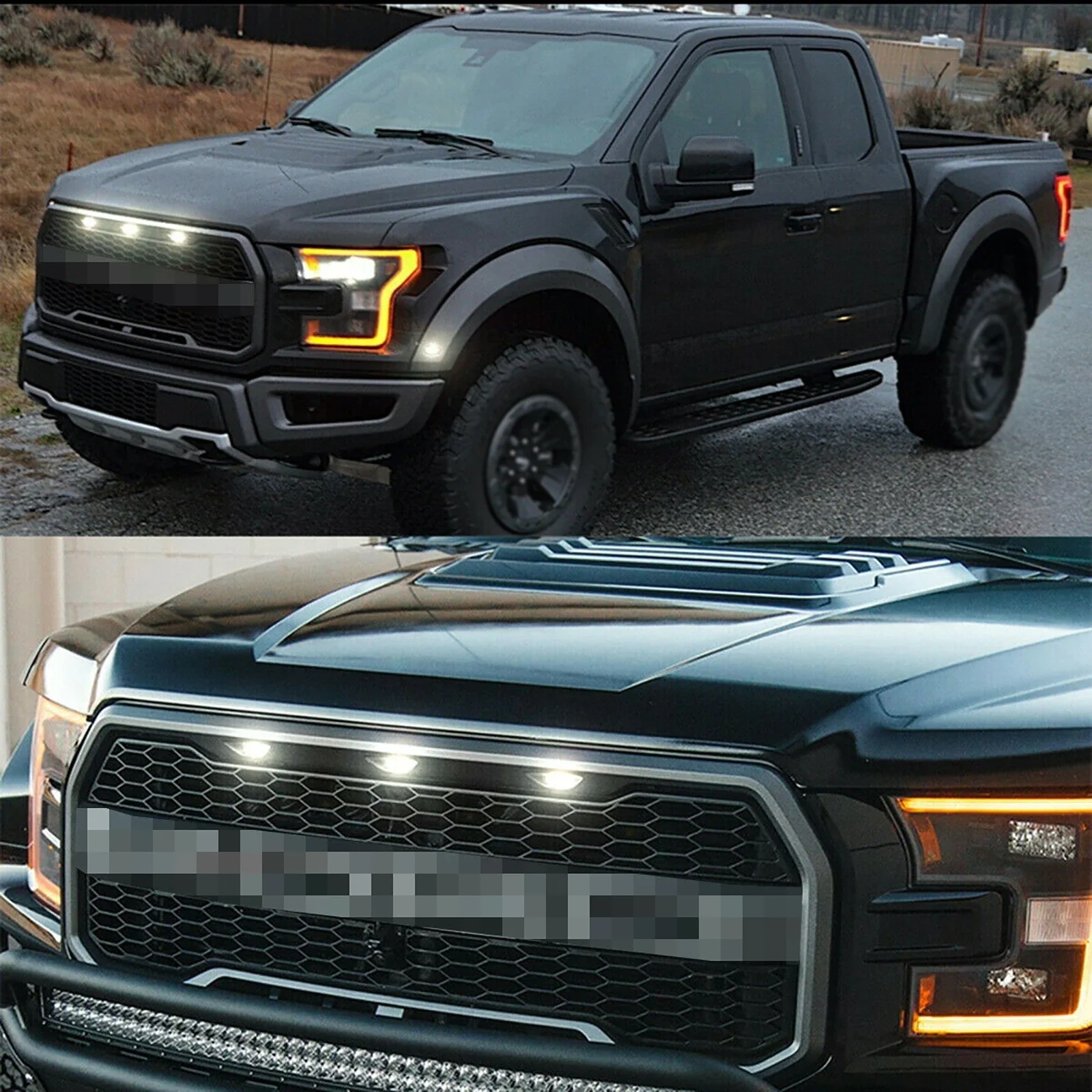 Luz LED frontal para parrilla de coche, lámpara Universal de ojo de águila para maletero, SUV, Ford y Toyota, color blanco ámbar, 4LED