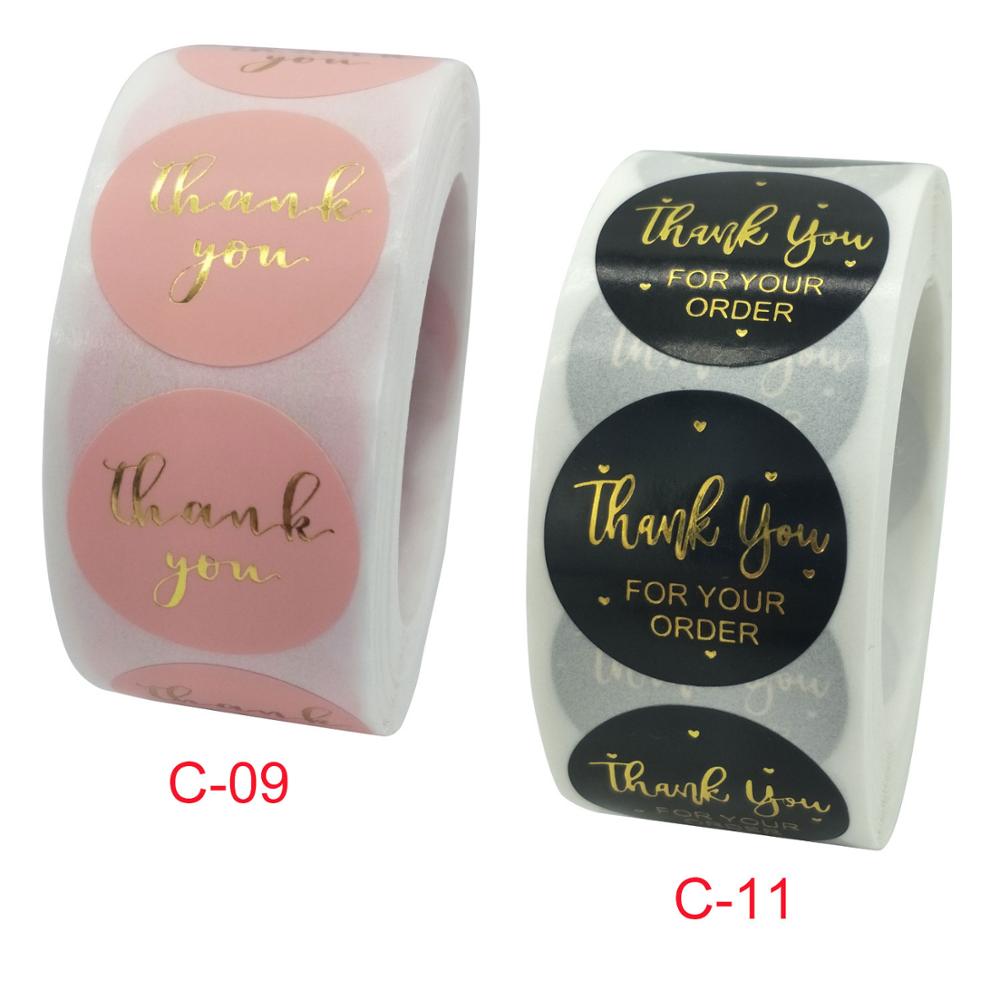 500pcs/roll Gold Foil Thank You Stickers for seal labels 1 inch Lip Gloss DIY Lashes Packaging Stickers
