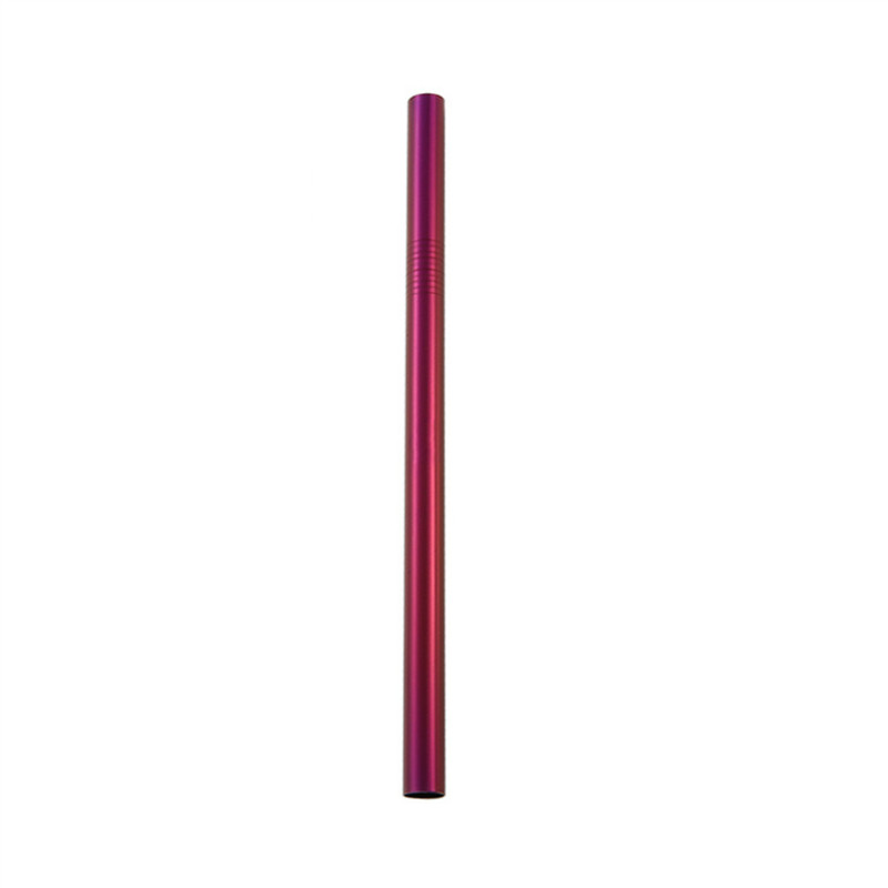 Practical Metal Drinking Straws 304 Stainless Steel Straw for Cup Straight Straw Cleaning Brush Velvet Pouch Bar Party Accessory: Purple