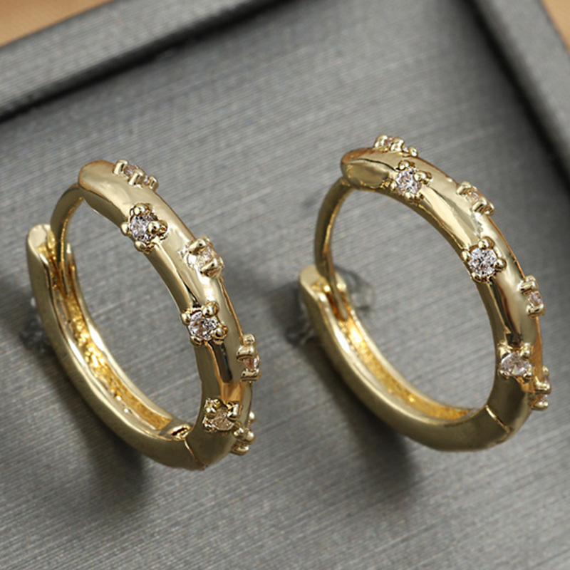 Boucles d'oreilles rondes en acier inoxydable pour femmes, couleur or, cristal, Imitation perle, métal, bijoux de fête au quotidien: Pistolet noir plaqué