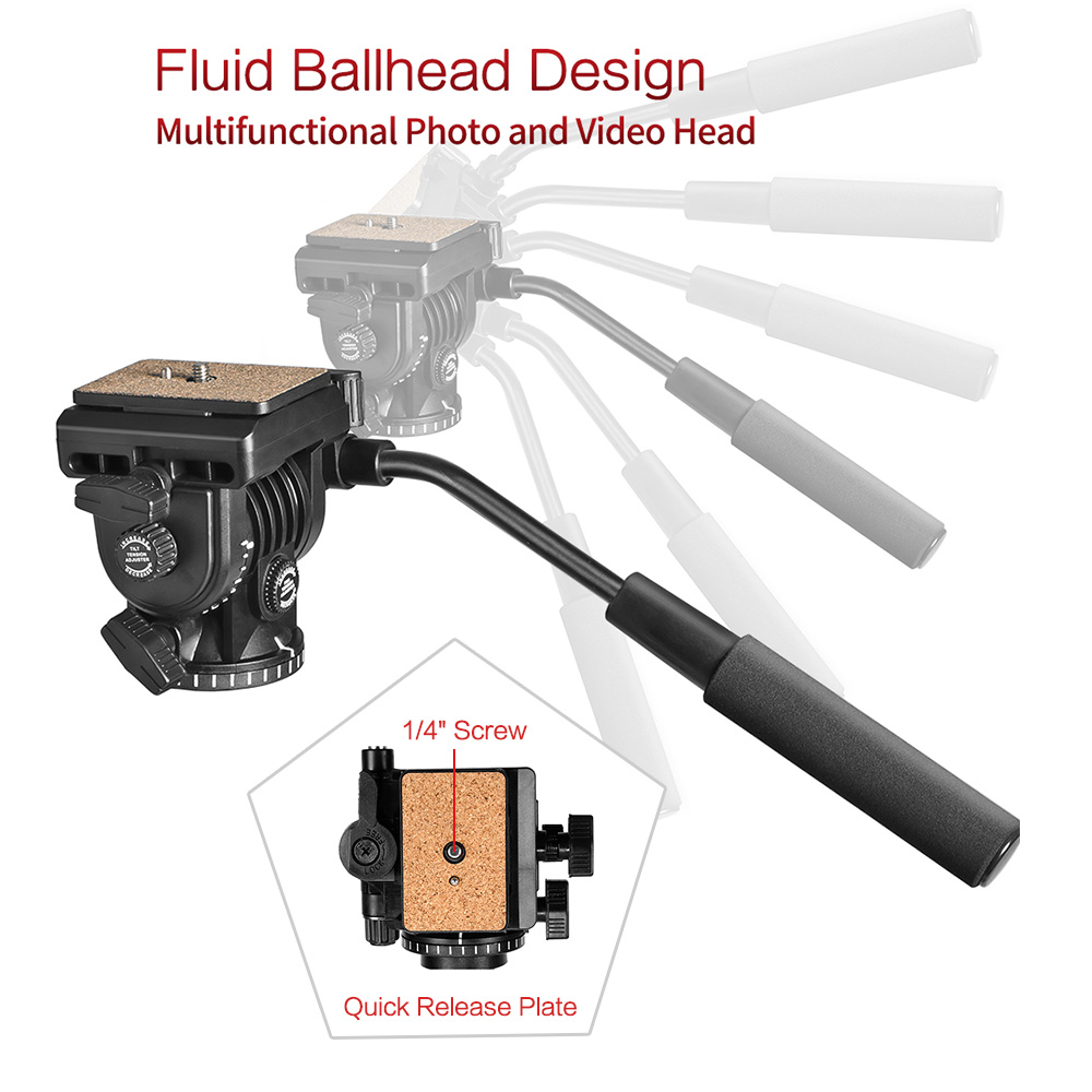 KINGJOY Liga de Alumínio Câmera Monopé Unipod com Fluido Ballhead Quick Release Placa Base do Tripé Carry Bag Com 1/4 "Parafuso