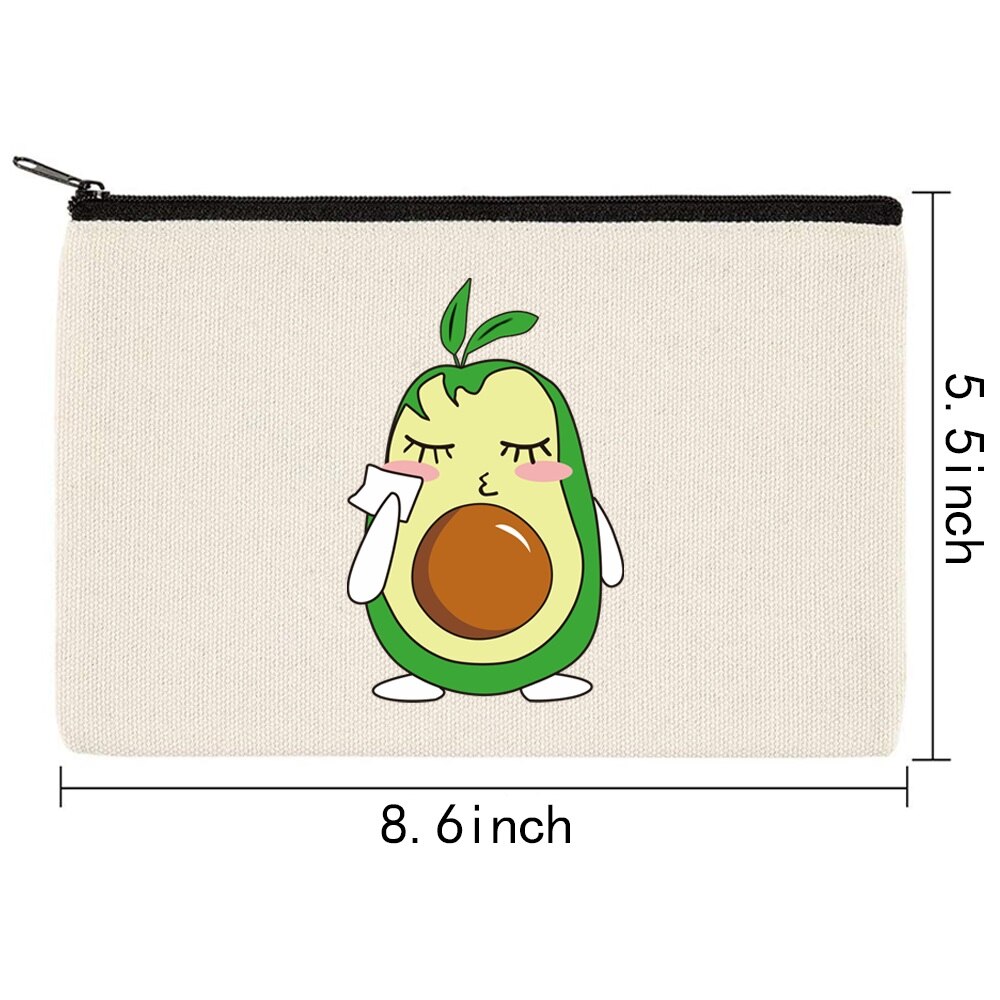 Women&#39;s Cosmetic Cases Avocado Pattern Lipstick Bag Zipper Cover Beautician Toiletry Makeup Pouch Coin Purse Pencil Case