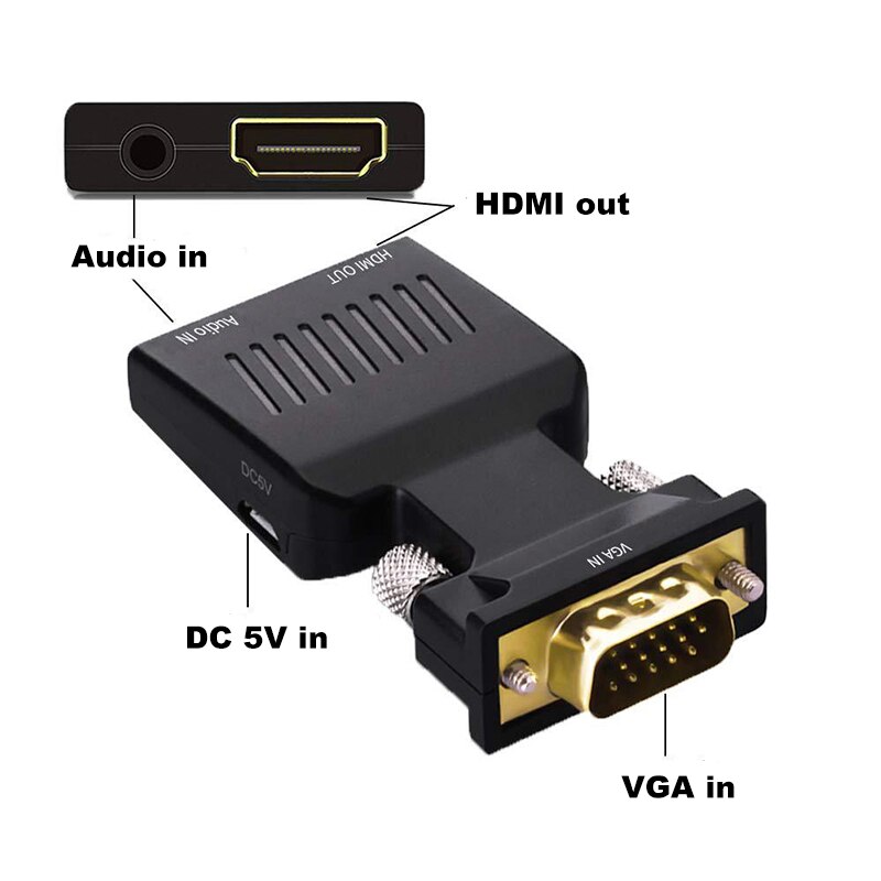 Vga Male Naar Hdmi-Compatibel Vrouwelijke Converter Met Audio Kabels 480P/720P/1080P Voor PS3/4 Hdtv Monitor Projector Pc Laptop Tv-Box