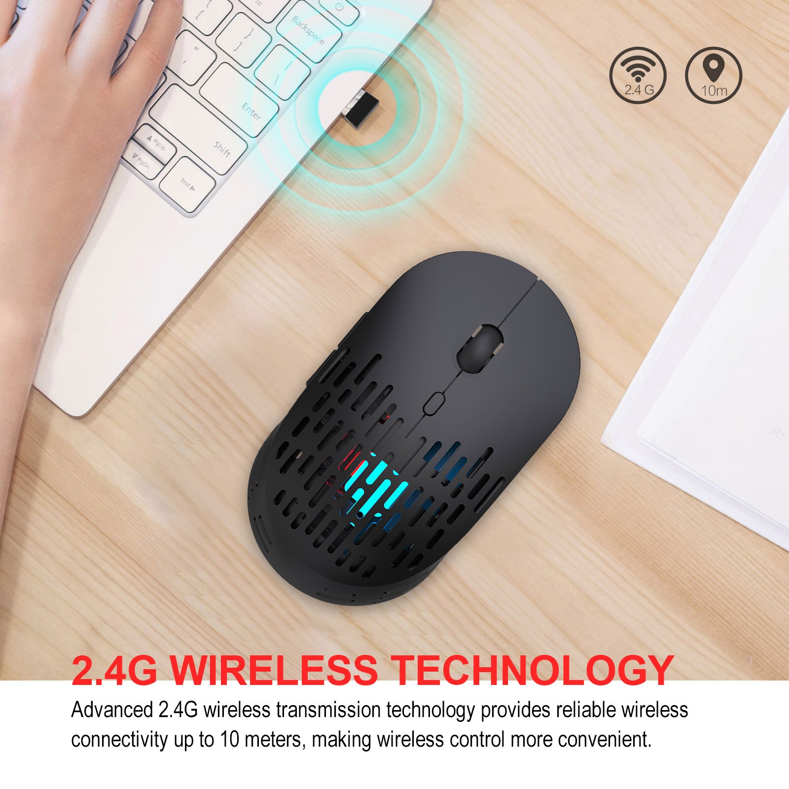 Laptop Computer Ergonomic Mice Silent Laptop Desktop Computer Mouse USB Rechargeable Mice with Hollow Out Shell