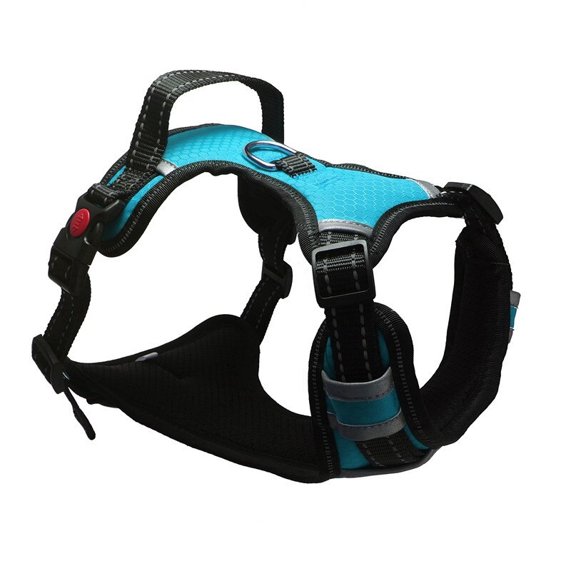 Benepaw Ademend Geen Pull Grote Hond Harnas Vest Zachte Verstelbare Reflecterende Duurzaam Pet Harness Medium Grote Hond Controle: Blauw / S-No red lock button