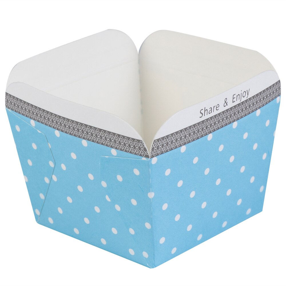 100 Stuks Paper Cupcake Cups Vierkante Wegwerp Cake Cup Hittebestendig Dessert Bowls Mini Cake Box Feestartikelen (blauwe Stip)