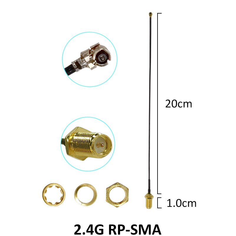 RP-SMA de Antena wifi de 2,4 GHz, conector macho de 2 piezas, 3dBi, 2,4G, IOT + IPX a RP-SMA, Cable de extensión macho