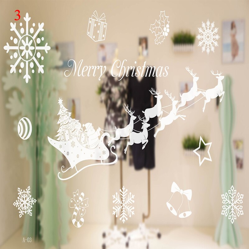 Pegatinas de Navidad de dibujos animados para escaparate de ventana, muñeco de nieve extraíble, de vidrio para decoración del hogar, pegatinas electrostáticas sin pegamento de PVC: 3