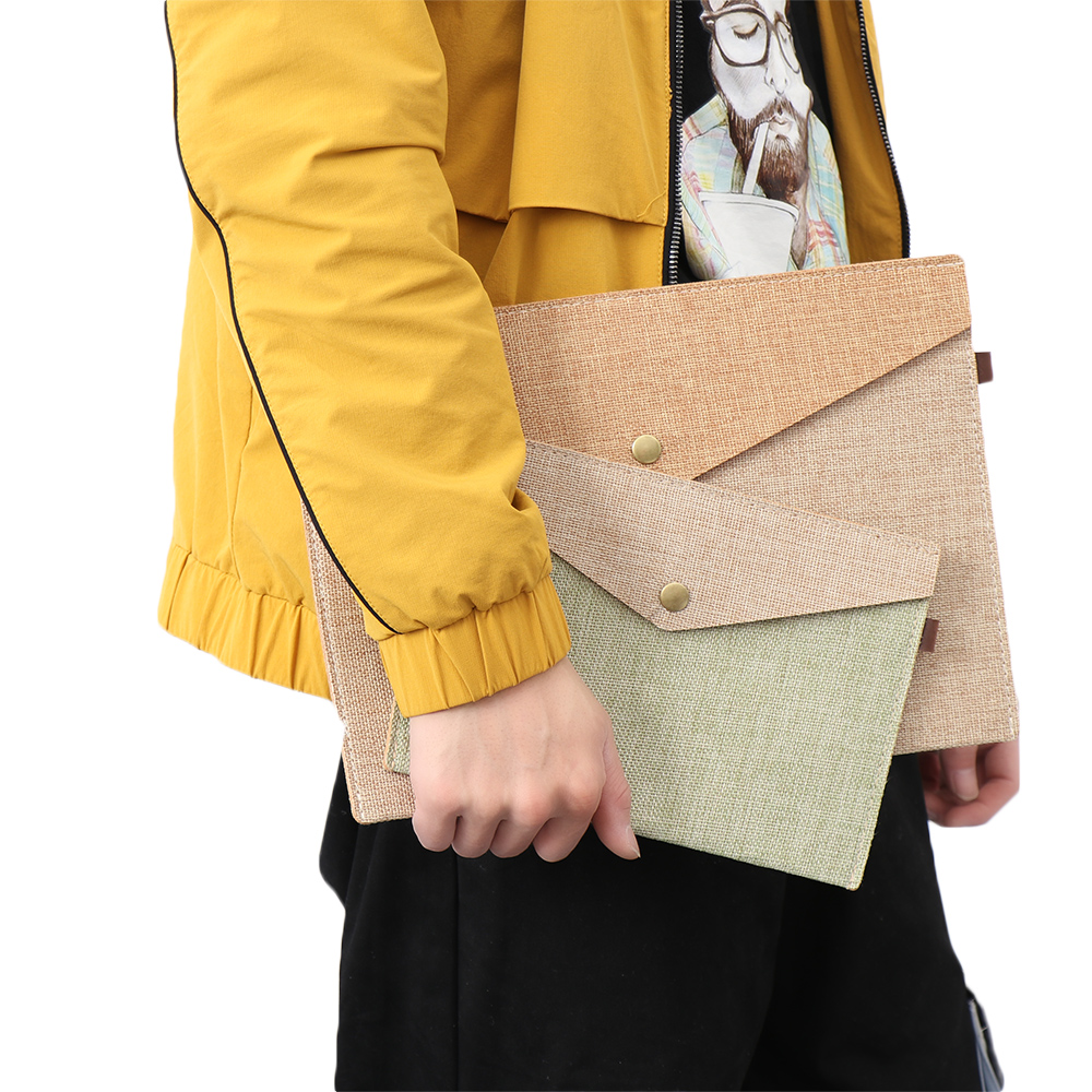 1PC Simple A4/A5 Big Capacity Document Bag Imitation Linen Canvas Felt File Bag Briefcase File Folders Office Supply