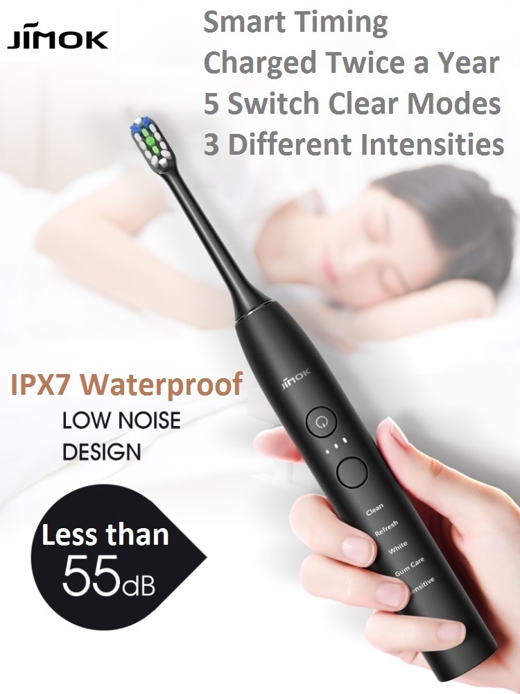 JIMOK Sonic Electric Toothbrush Ultrasonic Tooth Brush Rechargeable Brush Teeth Cleaner Adult Electric Toothbrush(K2)