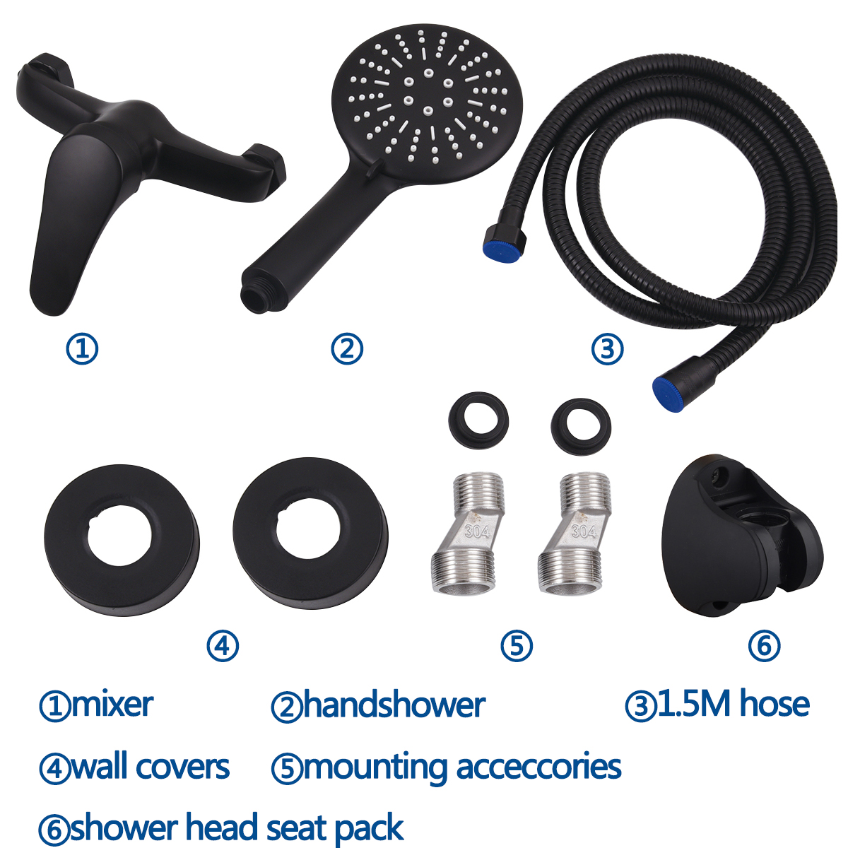 Bathroom Shower Faucet Stainless Steel Bath Faucet Mixer Tap Set Wall Mounted With Hand Shower Head and Cold Shower Set