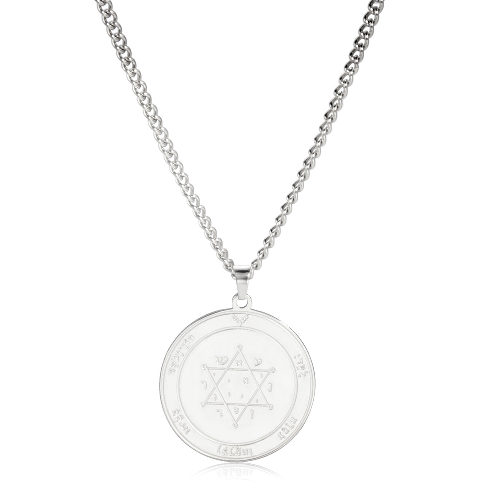 EUEAVAN retrò sigillo di salomone buona fortuna ricchezza carriera collane rotonde protezione settima pentacolo di saturno amuleto gioielli con ciondoli: Oro scuro
