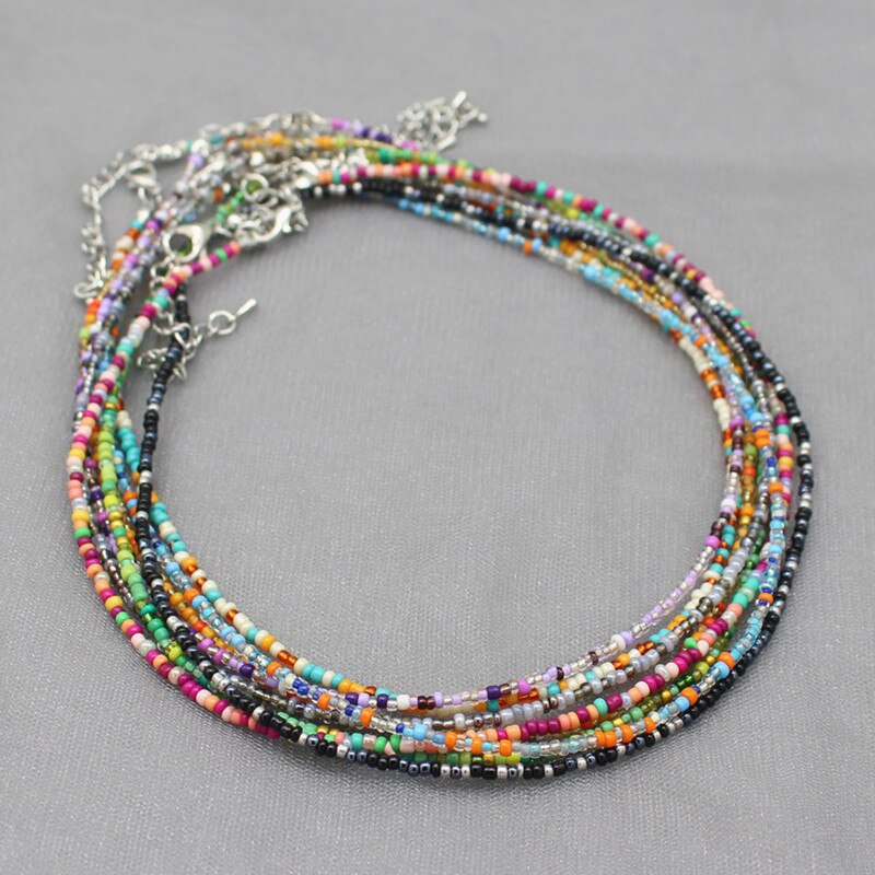 Grânulos de semente simples strand gargantilha colar de corda feminino charme colorido feito à mão bohemia collier femme jóias presente