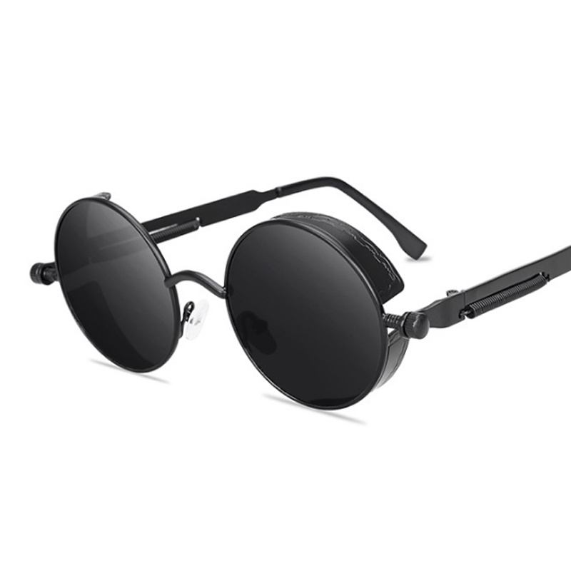 Gafas De Sol redondas para hombre y mujer, lentes góticas Steampunk, De De , Vintage, a la , De Metal: Azul