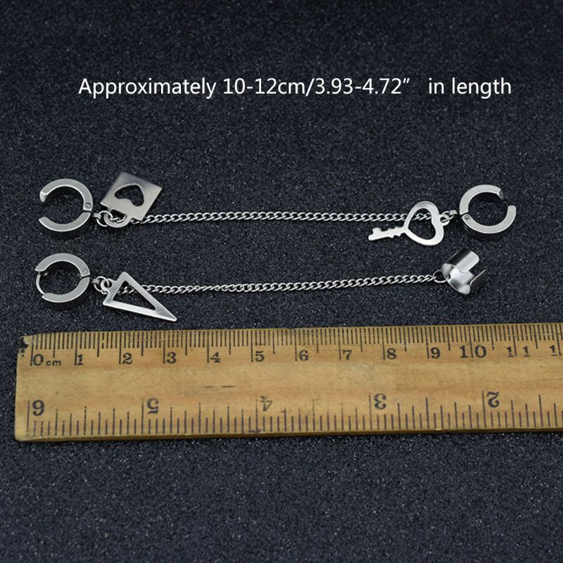 acier inoxydable oreille chaîne clé serrure lame pendentif hommes femmes boucle d'oreille couleur
