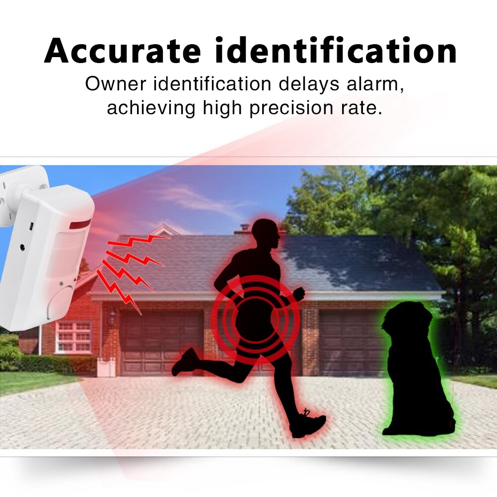 105dB Wireless Alarm System Infrared Motion Sensor Detector Wall Alert Home Security Accurate Identification