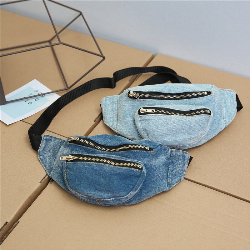 Casual Denim Rits Taille Tassen Voor Vrouwen Mode Borst Tas Grote Capaciteit Reizen Schoudertas Vrouwelijke Eenvoudige Wilde Crossbody Handtas