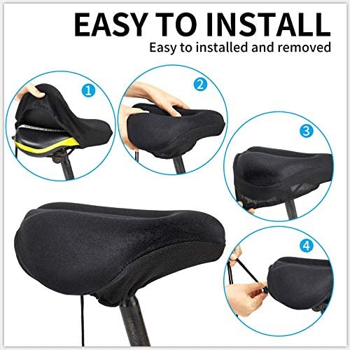 Bike Seat Cushion, Comfortable Large Wide Bike Seat Cover, Foam &amp; Gel Padded Exercise Bike Seat Cushion for Women and Man