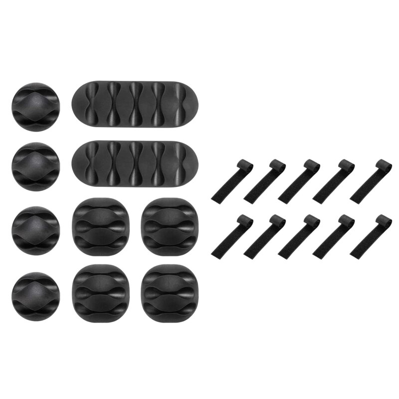 20Pc Cord Management Organizer Kit with Self Adhesive Cable Clip Holders and Fastening Cable Ties for TV Computer Office: Default Title