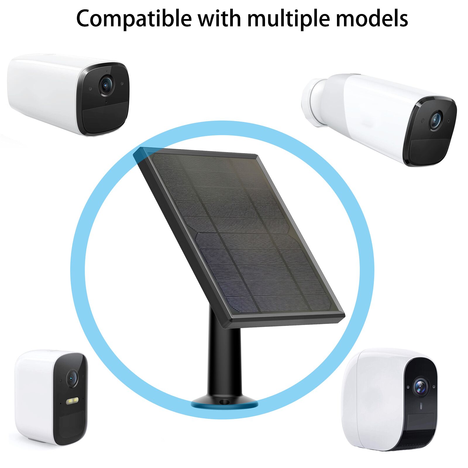 Panneau solaire 6w 5V pour eufyCam eufy Cam 2C , 2C Pro , E , 2 Pro, montage mural, câble d'alimentation (noir) de 13 pieds 4M