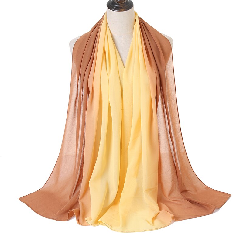 Laven Newest Gradient Bubble Chiffon Scarf Women Muslim Hijab Large Size Ombre Scarves Chiffon Shawl Female Islamic Bandana: 9