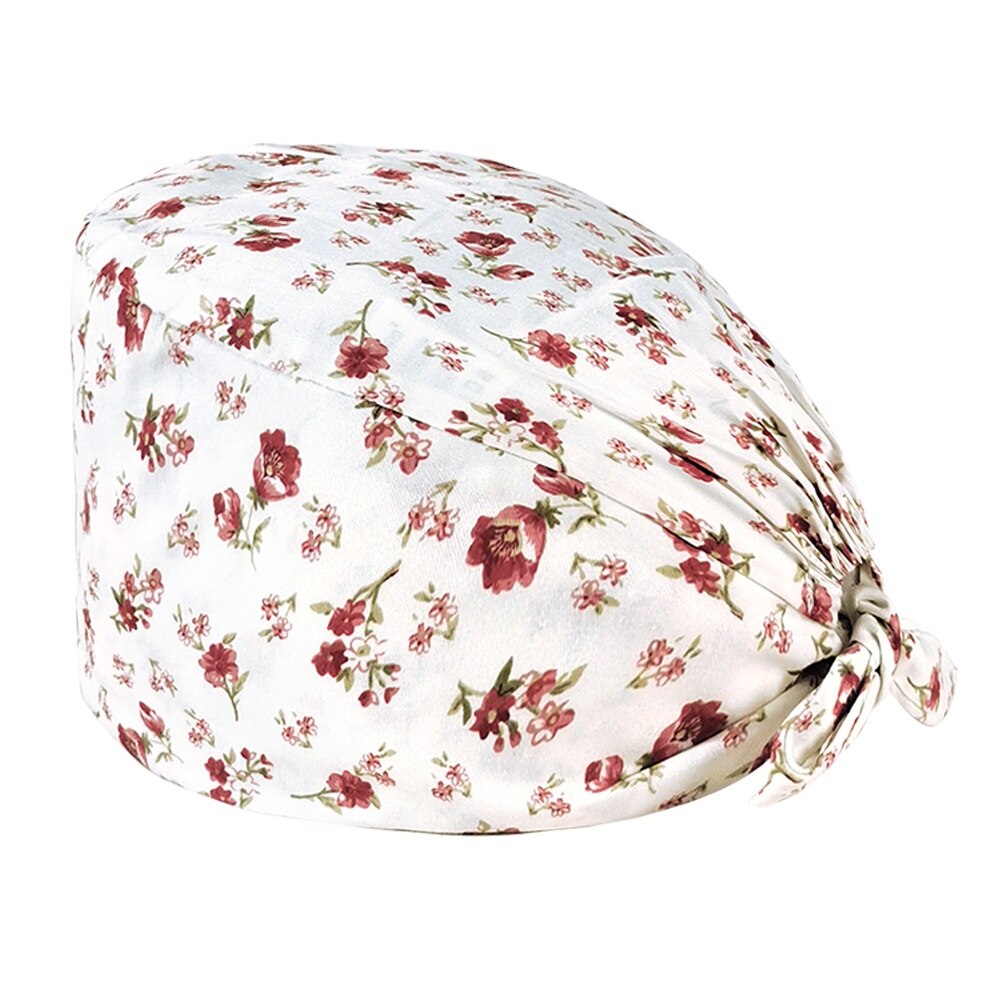Cartoon print adjustable breathable scrubs hats pet shop cute work cap beauty salon nursing cap hospital working surgical caps: 12014
