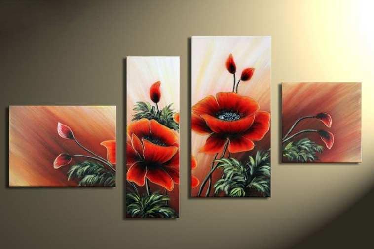 Top triptich triptych cross stitch kit poppy flower, Quadruple cross stitch