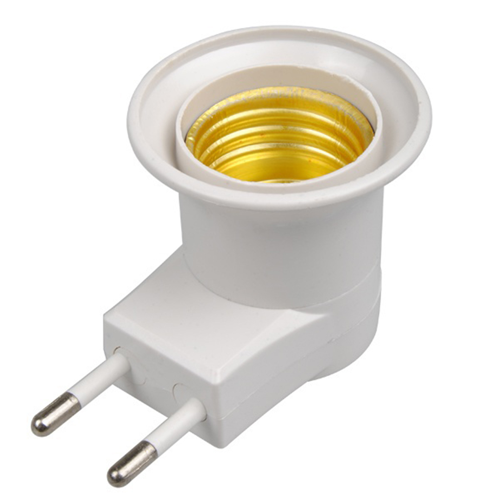 1PC Practical White E27 LED Light Socket To EU Plug Holder Adapter Converter ON/OFF For Bulb Lamp