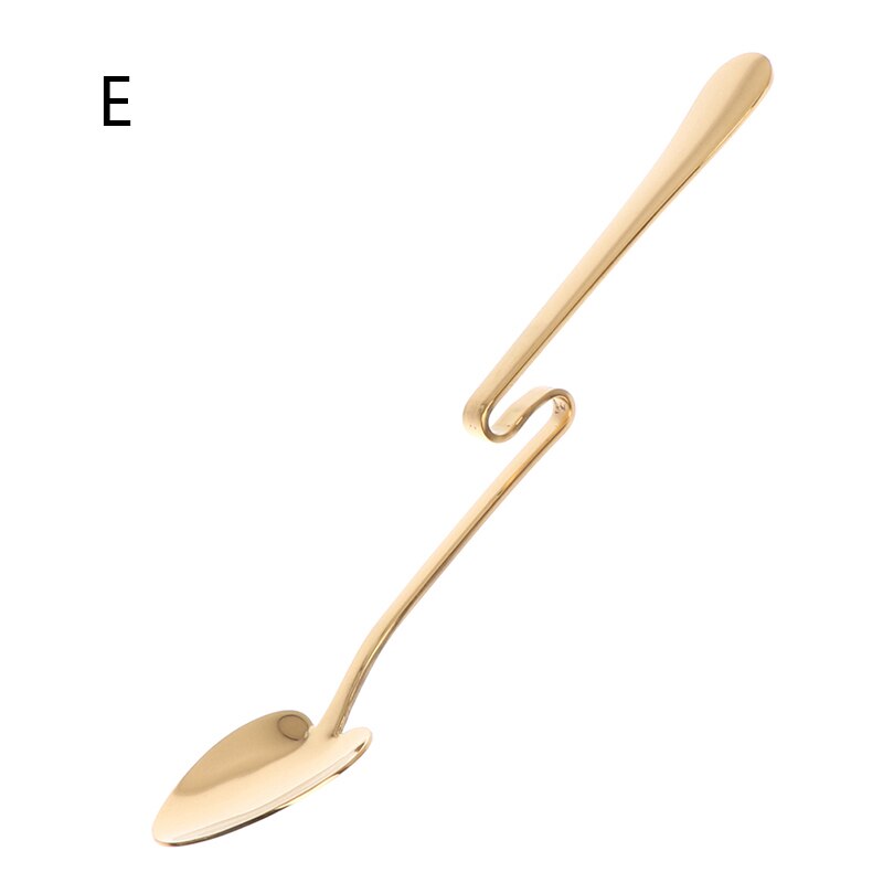 Taza de café o té creativa en forma de miel, cucharas colgantes, cuchara de té de corazón de oro rosa de acero inoxidable, 1 Uds.: Style2-gold