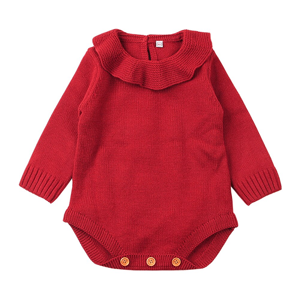 Winter Neugeborene Jungen Mädchen zur Seite fahren Bodys Spitzen Kleidung Puppe Kragen Langarm betroffen Gesamt Baby Outfit 0-24M