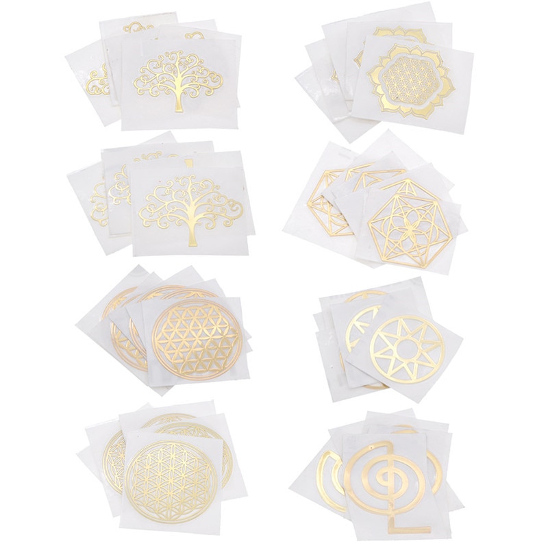 5pcs Copper Scrap Geometry Pattern Stickers Energy Tower Material Wall Sticker Modern Home Window Wall Decor Supplies