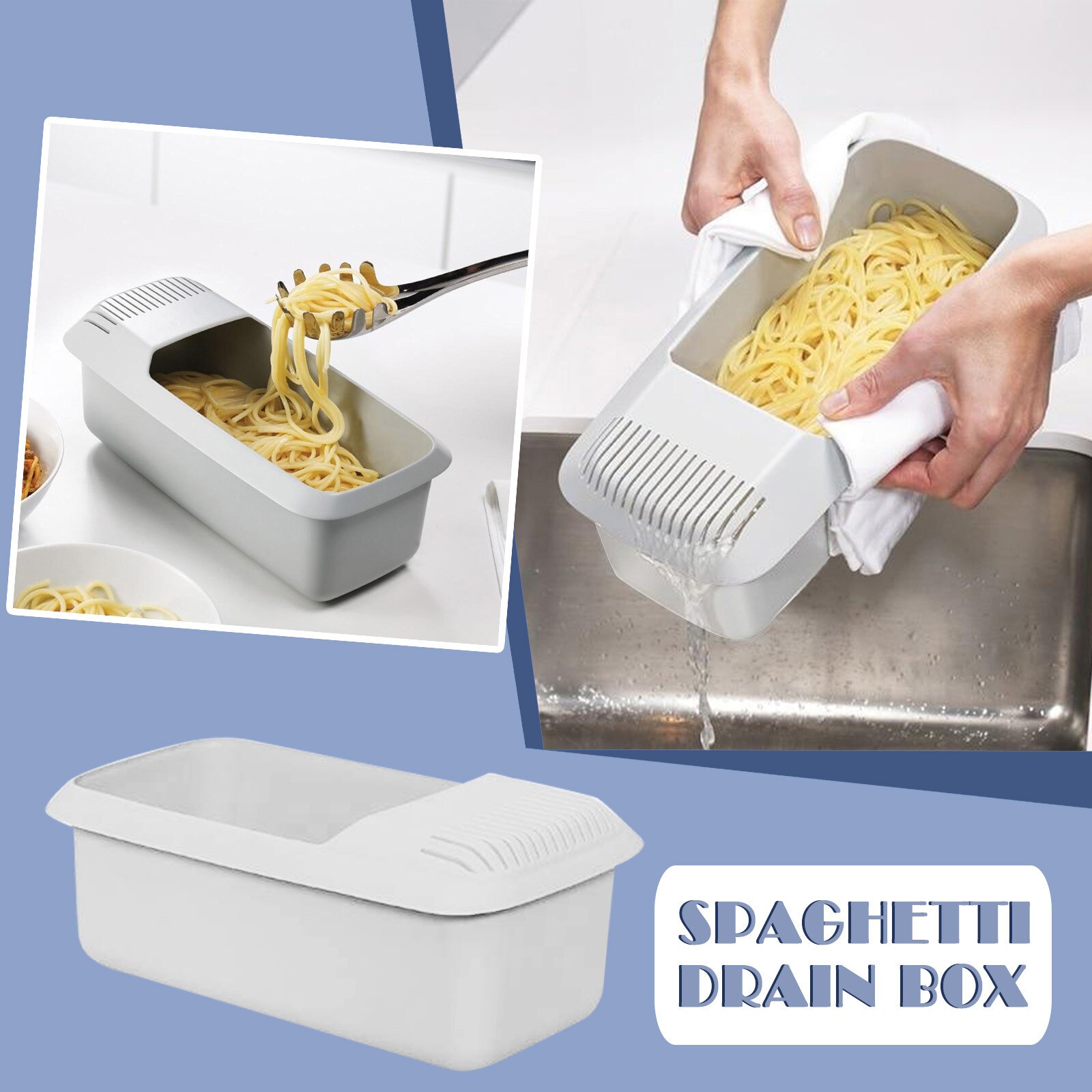 Microwave Pasta Cooker With Sieve Heat Resistant Pasta Boat Steamer Spaghetti Noodle Cooking Box Tool Kitchen Accessories