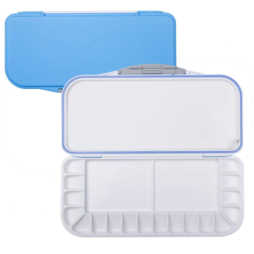 18-Well Premium Watercolor Paint Palette, Travel Portable Folding Paint Palette Box with 1+2 Mixing Areas Blue/Pink: Default Title