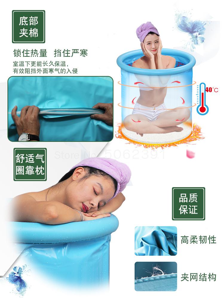 Tonneau de bain gonflable repliable pour adulte, baril de bain épais pour tout le corps, en plastique