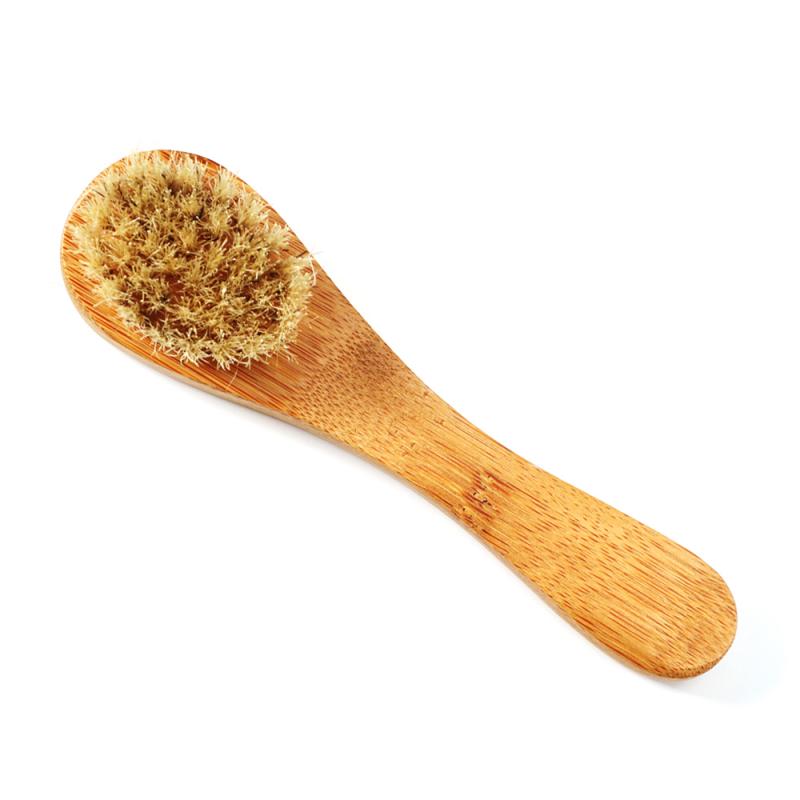 Natural Bristles Dry Face Clean Brush For Facial Exfoliation Dry Brushing Scrubbing Bamboo Handle Wash Cleansing Brushes