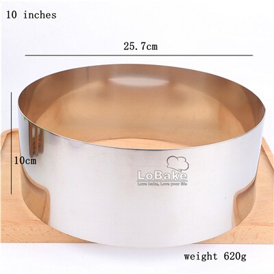 Molde de anillo de mousse de acero inoxidable 304 de 10cm de altura, 4, 5, 6, 7, 8, 9, 10 pulgadas, círculo redondo liso, capa para pastel de bodas, DIY: 10 inches