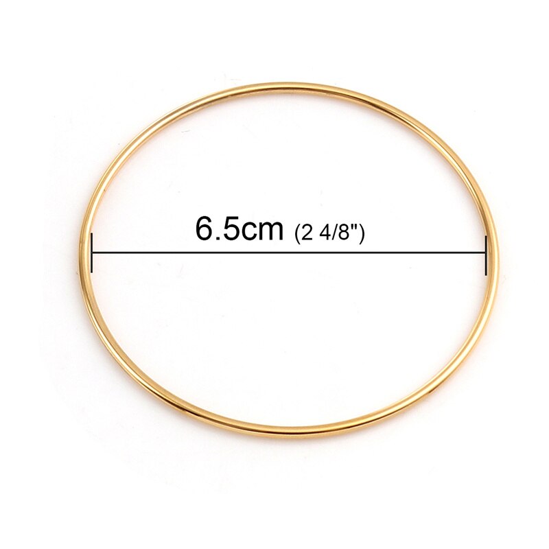 Stainless Steel Bangles Bracelets Rose Gold Silver Color Round Jewelry For Women Men 22cm - 18.5cm Long, 1 PC: 6.5cm gold