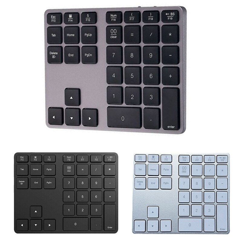 Aluminum Alloy Bluetooth Wireless Numeric Keypad 35 Keys Digital Keyboard for Accounting Teller Windows IOS Mac OS Android PC Ta