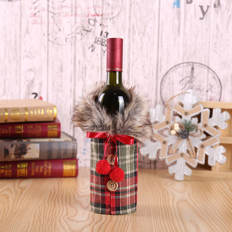 Jul vin flaske dækning poser julemanden vin flaske dækning poser jul middag fest xmas bordindretning god jul: Rød