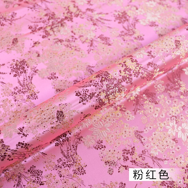Brokade satin stof bredde 114cm smukke kjole stof materiale til fremstilling af cheongsam og kimono: Lyserød