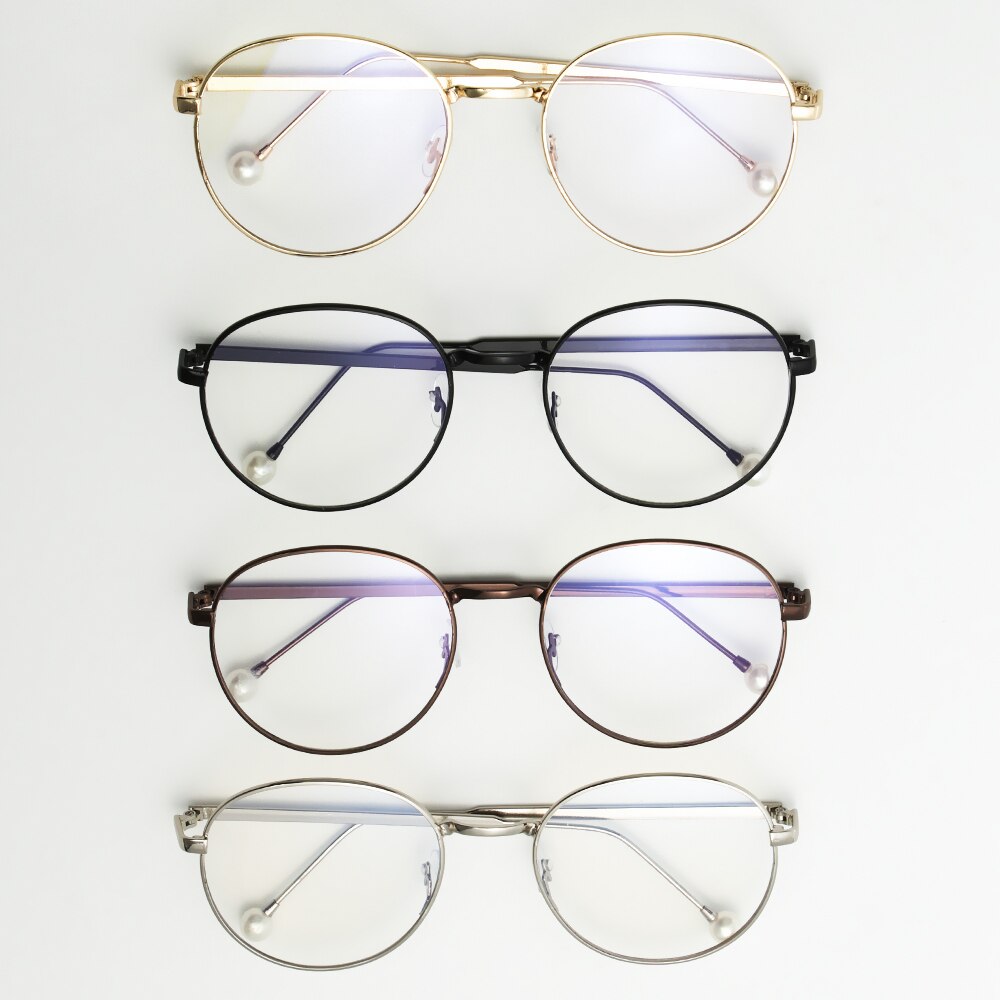 1pc Metal Anti-Blue Light Glasses Unisex Ultralight Round Metal Frame Computer Glasses Blocking Eyeglasses Flat Mirror Eyewear
