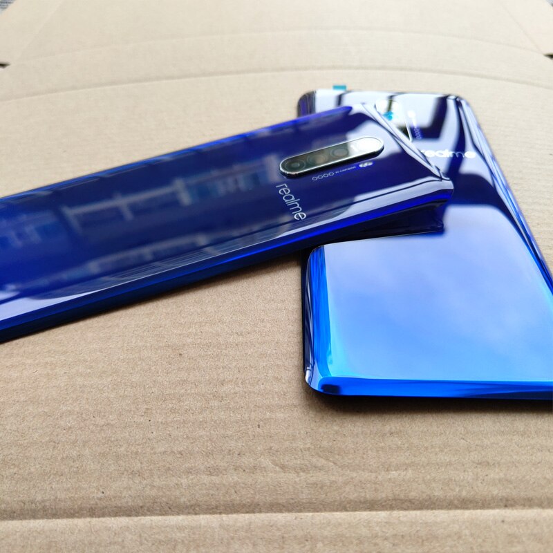 Para oppo realme x2 pro voltar capa de bateria traseira habitação porta vidro caso para realme x2 pro bateria capa com câmera lente substituir