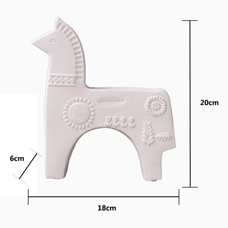 Nordisk stil hvid sort keramisk hestefigurer vintage dyrestatuer til boligindretning fe havertilbehør 13cm 20cm: Hvid-l