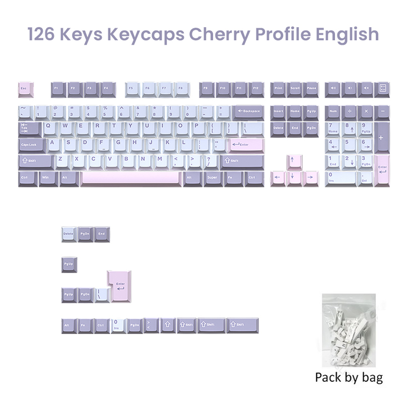 GMK Keycap Double Shot 126 Keys PBT Cherry Keycaps Mechanical Game Keyboard Wireless for MX Switch Key cap GMK67 GMK87 Keycaps ﻿: Cyan