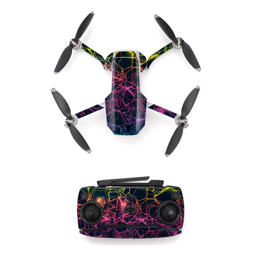 Pegatina de piel de estilo de línea colorida de 13 estilos para Mini Dron DJI Mavic y control remoto, calcomanía de vinilo, cubierta de pieles: Style 3