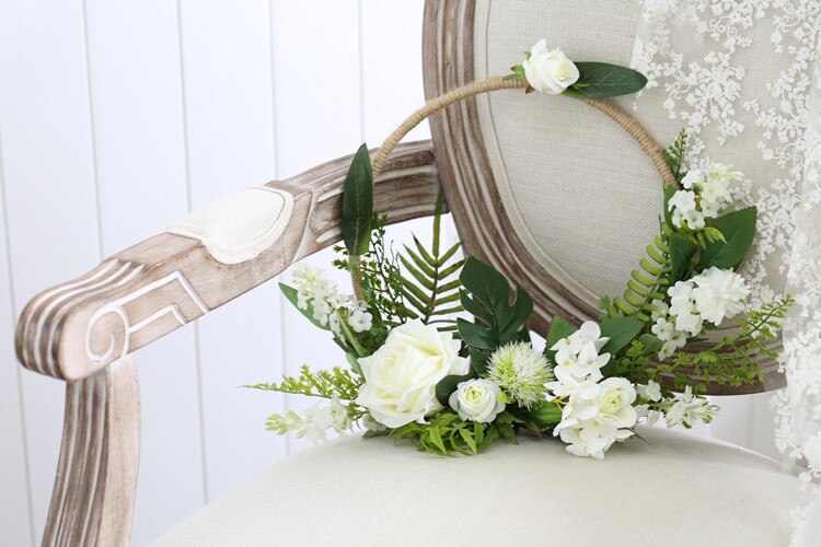 Peorchidée vert blanc Rose porte de mariage couronne florale cerceau Bouquet moderne mariage fleurs Bouquet nuptiale douche église décor