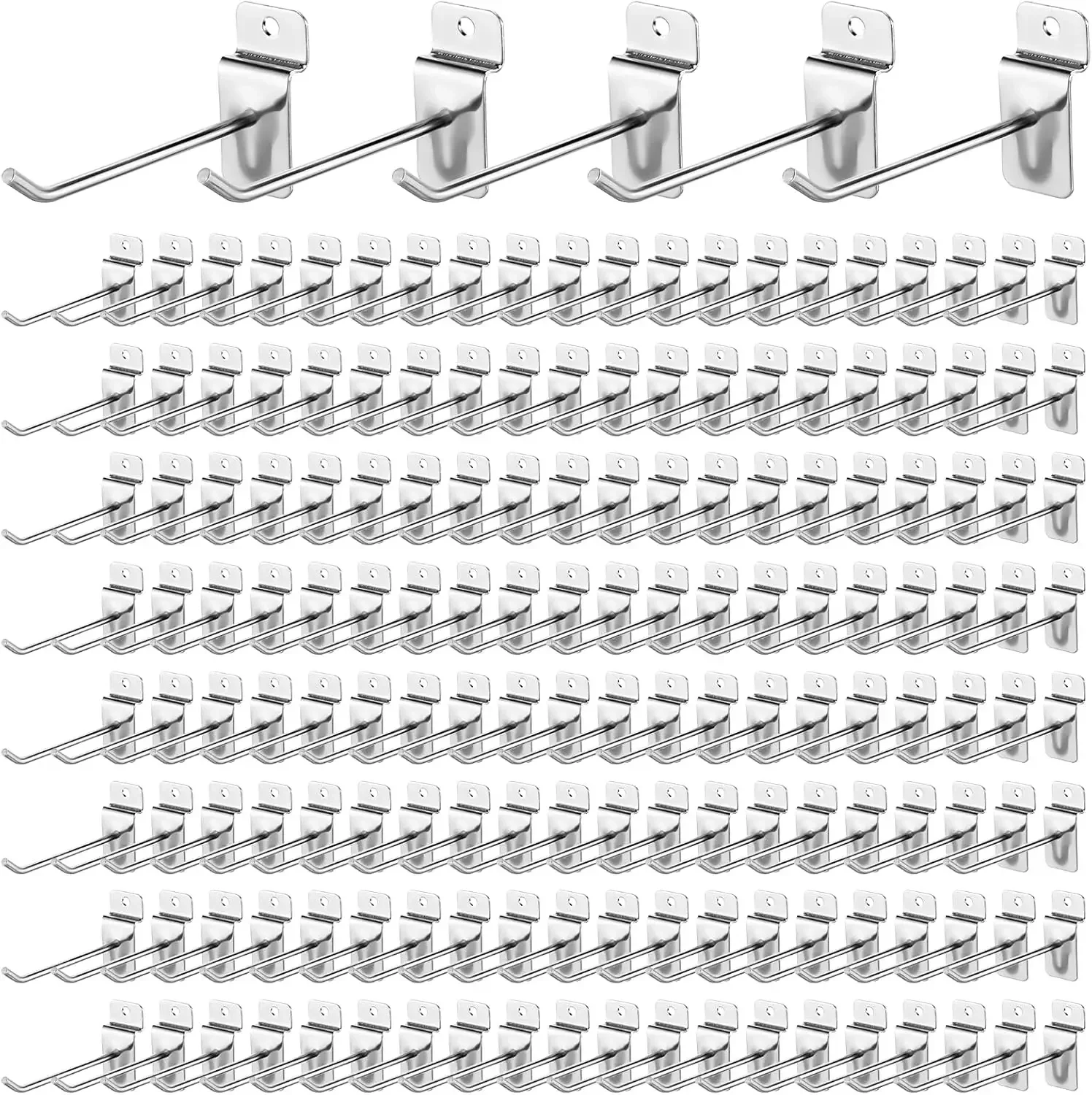 100/20Pcs Slatwall Panel Hook Slat Wall Hanging Hooks Metal Slatwall Hooks and Hangers Thickness Silver Slatwall Pegs for Garage