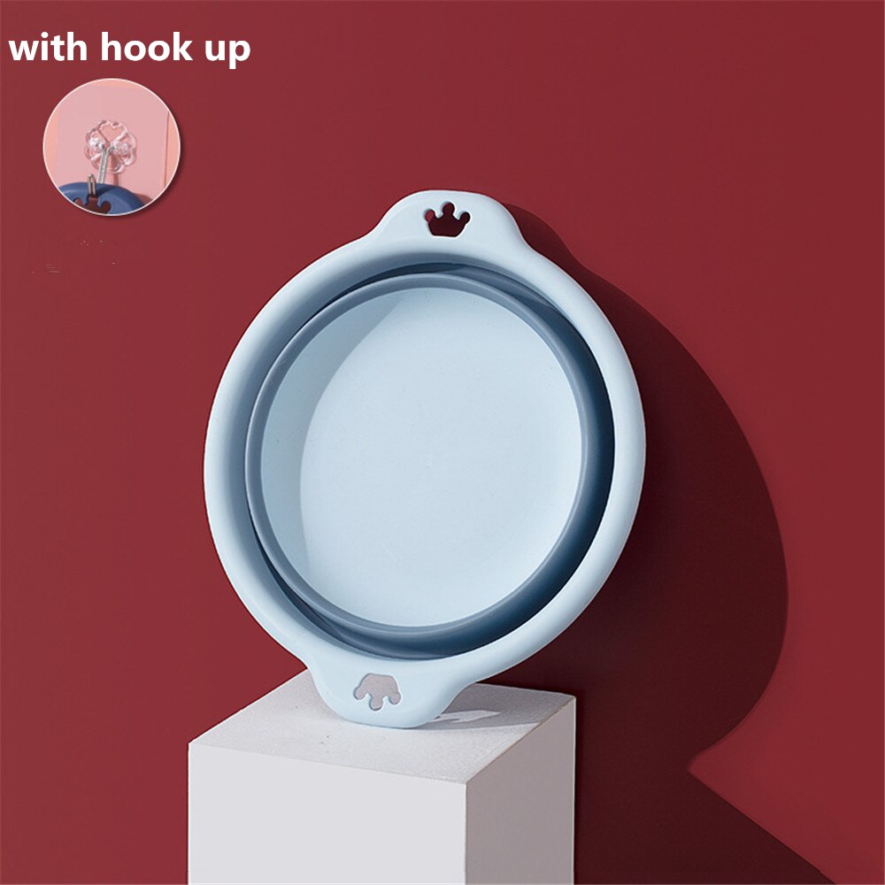 Multi-purpose Folding Wash Basin Portable Hanging Foldable Dish Travel Camping Picnic Cleaning Tools Bathroom Kitchen Basins: Light Blue M