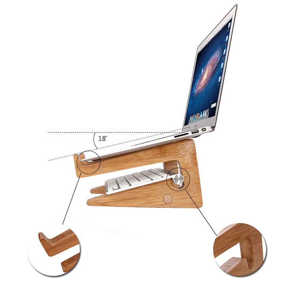 Portable Laptop Wood Stand Notebook Add Height Holder Desktop Organizer Bracket for Macbook Dell Lenovo