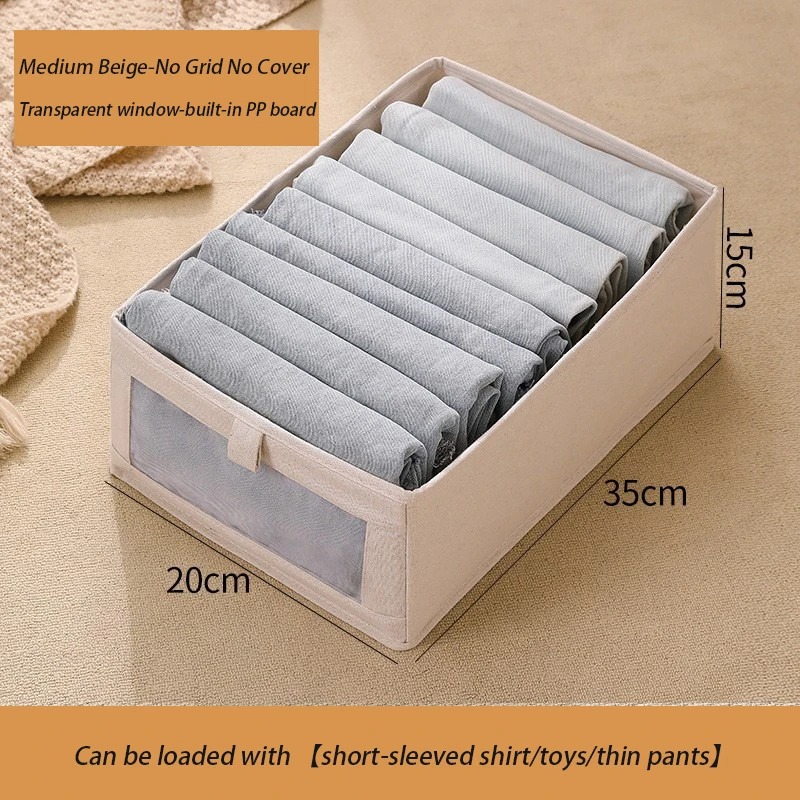 Caja de almacenamiento piezas pantalones, organizador de ropa, armarios y cajones, cajas plegables de tela para dormitorio, organización del hogar, 1 unidad: Verde militar